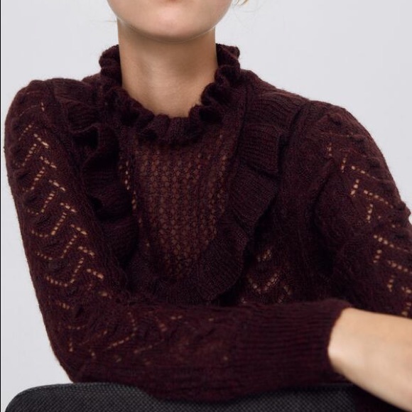ニット+セーター ZARA KNIT SWEATER WITH RUFFLE TRIMS TRF Zara | Sweaters | Zara Knit Sweater With Ruffle Trims | Poshmark